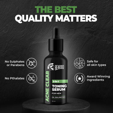 BEARDO Bd Ecb Bd B-Acne Clear Body Wash 200Ml, Bd Acne Clear Foam Face Wash 100Ml, Bd Acne Clear 2In1 Toning Serum 30Ml (Set Of 3)